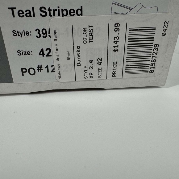 NIB Dansko Teal Striped patent leather slip on clogs multi sizes - Picture 6 of 6